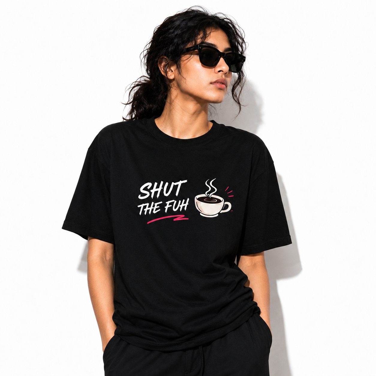 Shut The Fuhh Cup Oversized Tee