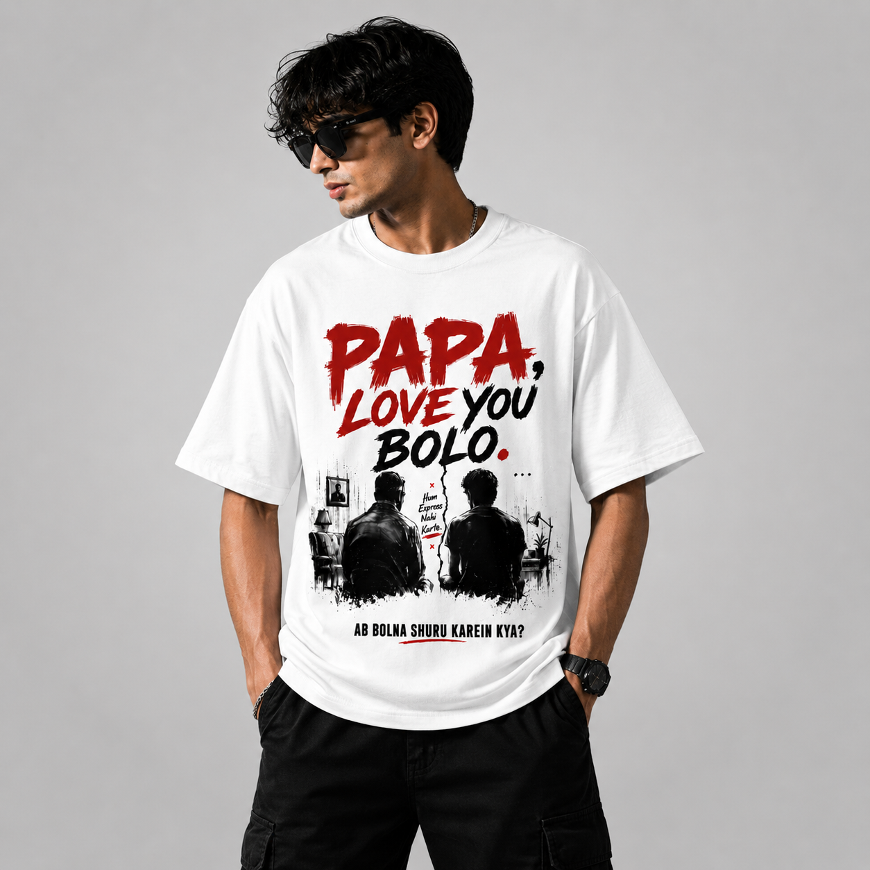 Papa Love You Bolo Oversized Tee